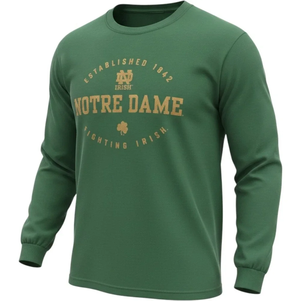 Vintage 90s Adidas Notre Dame Long Sleeve Shirt Mens XL Green Fighting Irish